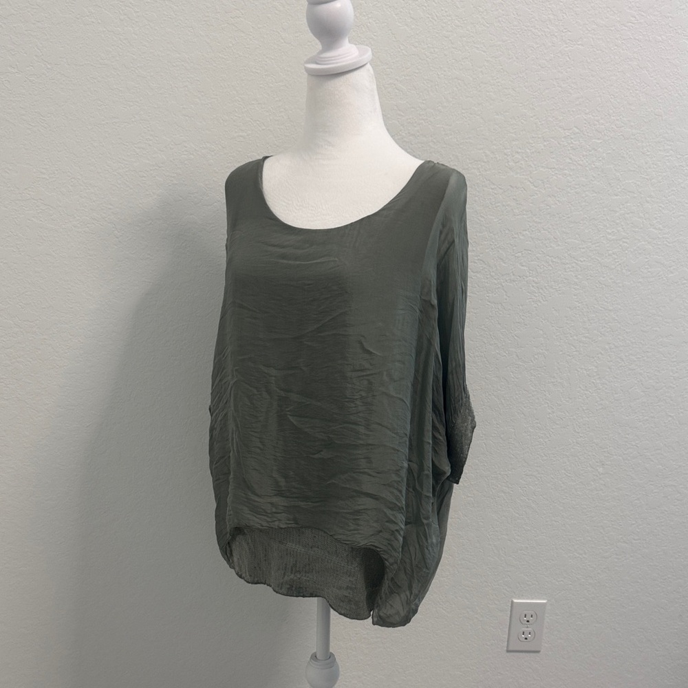Washed Olive Scoop Neck Blouse